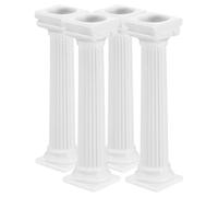 HONMEET 4 Pièces Support de Gâteau Colonne Romaine en Plastique Blanc, Design Compact Réutilisable pour Décoration de Gâteaux et Événements à Thème Vintage