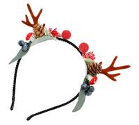 HONMEET Bandeau Renne de Noël avec Cornes et Décorations Festives Accessoire Tête Cerf pour Femmes et Filles Headwear Antlers pour Fête de Noël et Cosplay
