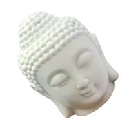 HONMEET Brûleur à Bougie Tête de Bouddha en Céramique Blanche, Lampe à Parfum Artisanale pour Salon ou Bibliothèque, Diffuseur D'huile Essentielle Décoratif