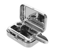 HONMEET Cendrier en Métal Portable Design Compact avec Couvercle, Adapté pour Cigarette et Cigare, Accessoire Léger pour Camping, Voiture, Bureau et Activités Extérieures