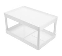 HONMEET Étagère de Salle de Bain et Chambre en Plastique Blanc, Double Niveau, Facile à Installer, Rangement Stable