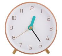 HONMEET Horloge de Table Bois Massif Silencieuse Design Minimaliste Moderne avec Chiffres Lisibles Pendule Analogique sans Bruit pour Bureau et Chambre Décoration Naturelle
