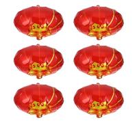 HONMEET Lot de 10 Ballons en Aluminium Rouge Style Lanternes Chinoises pour Décoration Intérieure et Extérieure, Faciles à Suspendre pour Fête Nouvel An Chinois