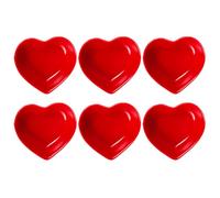 HONMEET Lot de 6 Assiettes Coeur en Céramique Rouges, Plats à Sauce et Petits Plats Assaisonnement, Résistantes Four Lave-vaisselle, pour Servir Sauces et Trempettes