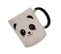 HONMEET Mug Panda Noir en Céramique 301-400ml à Couleur Changeante | Poignée Ergonomique, Bords Polis, Effet Thermique, Usage Bureau et Café, Style Cartoon Créatif