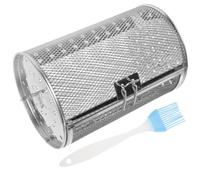 HONMEET Panier à Rôtissoire en Acier Inoxydable avec Brosse, Cage Rotative pour Four et Friteuse à Air, Accessoires Cuisine pour Griller Amandes et Maïs, Couleur Argenté Couleur Aléatoire