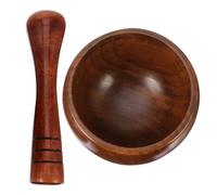 HONMEET Presse-ail Professionnel en Bois Marron, Ustensile Cuisine Simple et Robuste, Bol Rond Pilon pour Écraser L'ail, Pratique et Design Épuré, 1 Set