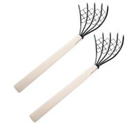 HONMEET Râteau à Creuser Coquillages 5 Dents 15 Pouces en Bois, Set 2 pièces avec Structure Robuste, Outil de Plage pour Attraper palourdes et Fruits de mer