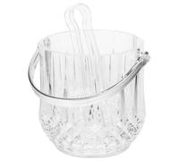HONMEET Seau Pratique à Glace Portable Transparent avec Pince à glaçons en Plastique pour Cocktails 12.50 x 12.40 x 9.00 cm 1 Set 2pcs