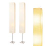 HonoDing Lampadaires en papier de 59'', Lampadaire avec abat-jour en papier blanc et base chromée,interrupteur à pied marche/arrêt- Lampadaires en papiers pour le salon et la chambre à coucher(2-PK)