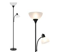 HonoDing Lampadaires noir ajustable avec lampe de lecture Susan Lampadaire pied moderne pour salon/bureau Lampe 72'' de haut - Lampes d'angle avec lampe de lecture latérale (Noir)