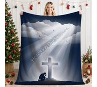 Honoring Our Veterans Memorial Cross Silhouette Couverture 152,4 x 203,2 cm | Couverture commémorative patriotique, couverture en flanelle, style canapé de salon, souvenir militaire réconfortant
