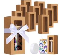 Honoson Lot de 24 gobelets en coffret cadeau, 20 x 8,5 x 8,5 cm, marron | Boîtes d'exposition en verre, boîtes cadeaux pour verres à vin, 340,2 g, 453,6 g, 567 g, gobelets, bocaux, tasses vierges