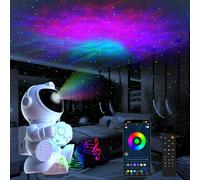 HONPHIER Astronaute Projecteur Avec Haut-parleur Projecteur Ciel Etoile avec 8 Modes Nébuleuse LED Veilleuse Etoile Plafond Galaxie Lampe pour Enfants et Adultes (Lune)