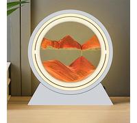 HONPHIER Cadre Sable Mouvant LED - Lampe Paysage de Sable Qui Coule - Sablier Décoratif 3D Rond à 360° - Relaxant pour Adultes - Décoration de Bureau (Rouge)