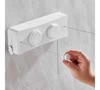 HONPHIER Corde à Linge Rétractable 2 x 5.1M Acier Inoxydable Fil a Linge Mural Retractable Ligne à Linge Résistante pour Intérieur, Hôtel, Balcon, Salle de Bain (Blanc)