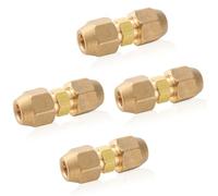 HonQiShiMY Lot de 4 Raccords Doubles pour Tuyaux en Cuivre 1/4",tubes cuivre Connecteur à double écrou,Raccord Tuyau en Cuivre Sans Soudure Raccord Liaison Frigorifique pour Rallonge Tube Climatisatio