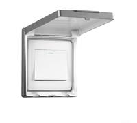 Honseadek Cache-prise ultra fin type 86 - Étanche - Pour salle de bain, extérieur, ferme - En plastique - Gris