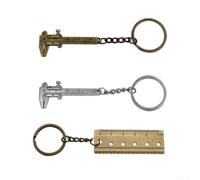 Honseadek Lot de 3 porte-clés en alliage de zinc, portables | Mini règle outils de mesure de 0 à 4 cm, balance de poche légère pour la fabrication de bijoux, argent