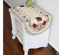 Honseadek Nappe vintage en dentelle de forme ovale, tapis de table brodé floral satiné pour fêtes, réutilisable, lavable, décoration de table d'intérieur