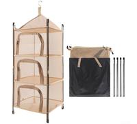 Honseadek Panier à linge pliable à 4 niveaux en maille | Séchoir à linge d'extérieur pour camping, pêche, matériel de pêche, support de rangement portable et pliable pour herbes