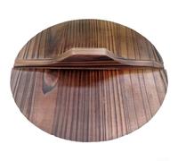 Honseadek Poignée en bois de sapin, couvercle en bois carbonisé pour wok, couvercle rond en bois naturel compatible avec poêles de 26 cm, 30 cm, 32 cm, 35 cm (35-35-1,6 cm)