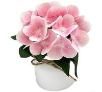 Honseadek Pot d'hortensia artificiel imprimé 3D avec ficelle en plastique pour décoration de table de mariage, centre de table, décoration de bureau (rose clair)
