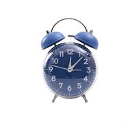 Honseadek Réveil vintage en métal à double cloche avec veilleuse et sonnerie extra forte pour chambre à coucher, bureau, dortoir, fonctionne avec piles, grand cadran silencieux, sans tic-tac, bleu
