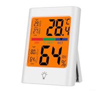 Honseadek Thermomètre hygromètre numérique avec grand écran rétroéclairé, écran tactile, capteur magnétique pour réfrigérateur (blanc)