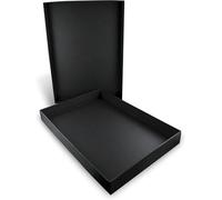 Honsell 81331 - Boîte de rangement avec couvercle pour formats A4, dimensions intérieures env. 32,5 x 23,0 x 3,5 cm, boîte en carton noir avec surface satinée (Lot de 5)