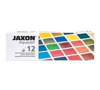 Honsell 89914 Jaxon Boîte d'aquarelle avec 12 demi-godets en métal avec 12 peintures aquarelles fines et espace pour 12 demi-godets complets ou 6 godets