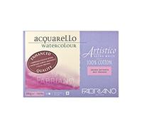 Honsell Fabriano Artistico Acquarello 19303551 Peinture aquarelle extra blanche satinée pressée à chaud 35,5 x 51 cm 15 feuilles de carton aquarelle 300 g/m² de qualité supérieure