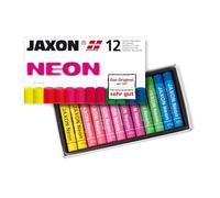 Honsell Jaxon 47408 Lot de 12 pastels à l'huile 2 x 6 couleurs fluo dans un étui en carton Couleurs brillantes et résistantes à la lumière pour artistes, peintres amateurs, enfants, école, cours d'art, sans polluants