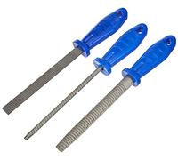 Honsell Riffle Set de 3 râpes avec manche en plastique, demi-ronde et 1 plate pour traitement de stéatite grossière 15-20 cm de long, multicolore, taille unique