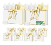 HONTIUS 15.75" Sac Cadeau, Grand Papier Emballage Cadeau Anniversaire, Vertical Pochette Cadeau Grand Format Enfant 40*30*12.5cm avec 8 Cartes 8 Mouchoirs Pour Fête d'Anniversaire Mariage 8 Pièces F