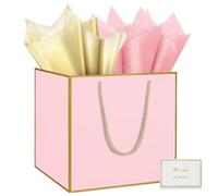 HONTIUS Sac cadeau noir extra large de 30 cm, sac cadeau carré rose XL avec papier de soie et carte pour cadeaux de mariage, d'anniversaire, cadeaux de Noël