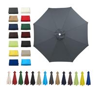 HonunGron Anti UV 50+ Auvent De Remplacement pour Parasol 2m/2,7m/3m, 6 Baleines/8 Baleines Toile De Parasol Déporté Remplacement pour Cour,Jardin,Plage,Terrasse (3m - 8 Ribs,Gris)