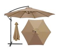 HonunGron Auvent De Remplacement pour Parasol 2m/2,7m/3m, 6 Baleines/8 Baleines Toile De Parasol Déporté Remplacement pour Cour,Jardin,Plage,Polyester Anti UV 50+ (3M 8-Ribs,Kaki)