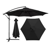 HonunGron Auvent De Remplacement pour Parasol 2m/2,7m/3m, 6 Baleines/8 Baleines Toile De Parasol Déporté Remplacement pour Cour,Jardin,Plage,Polyester Anti UV 50+ (3M 8-Ribs,Noir)