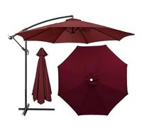 HonunGron Auvent De Remplacement pour Parasol 2m/2,7m/3m, 6 Baleines/8 Baleines Toile De Parasol Déporté Remplacement Pour Cour,Jardin,Plage,Polyester Anti UV 50+ (3M 8-Ribs,Rouge foncé)