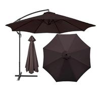 HonunGron Auvent De Remplacement pour Parasol 2m/2,7m/3m, 6 Baleines/8 Baleines Toile De Parasol Déporté Remplacement Pour Cour,Jardin,Plage,Polyester Anti UV 50+ (3M 8-Ribs,Brun)