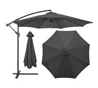 HonunGron Auvent De Remplacement pour Parasol 2m/2,7m/3m, 6 Baleines/8 Baleines Toile De Parasol Déporté Remplacement pour Cour,Jardin,Plage,Polyester Anti UV 50+ (3M 6-Ribs,Gris)