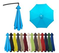 HonunGron Auvent De Remplacement pour Parasol 2m/2,7m/3m, 6 Baleines/8 Baleines Toile De Rechange pour Parasol Déporté, pour Table D'extérieur, Jardin, Plage, UV 50+ (6 ribs-3m(9.8ft),Bleu)