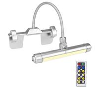HONWELL Lampe Murale à Télécommande, Eclairage d'un tableau LED sans fil, tête d'éclairage rotative avec 3 modes d'éclairage,Lampe d'affichage rechargeable avec minuterie pour cadre de peinture,Argent