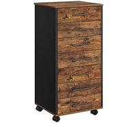 HOOBRO Armoire de classement à roulettes avec 7 tiroirs, en Bois, Commode de Rangement, Style Industriel, Facile à Monter, Marron Rustique et Noir EBF07WJ01