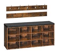 HOOBRO Banc à Chaussures, Banc de Rangement avec 12 Compartiments, Étagère à Chaussures, Porte-Manteau, 100 x 30 x 48 cm, Entrée, Couloir, Chambre, Marron Rustique EBF112HX01G1