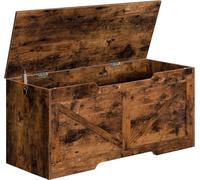 HOOBRO Banc coffre avec espace de rangement et couvercle 100cm brun foncé