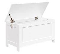 HOOBRO Banc de Rangement, Coffre de Rangement avec Charnières de Sécurité, Banquette, 76 cm, Solide, Stable, Montage Facile, Blanc EWT75CW01G1