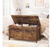 HOOBRO Banc de Rangement, Coffre de Rangement avec Charnières de Sécurité, Banquette,Rangement pour Jouet Enfant, Coffre à Jouets