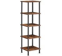 HOOBRO Bibliothèque Rétro à 5 Couches, Étagère de Rangement d'angle, Présentoir d'angle, Jardinière, Assemblage Facile, Pieds Réglables, pour Salon, Chambre, Cuisine, Marron Rustique, Noir EBF50CJ01